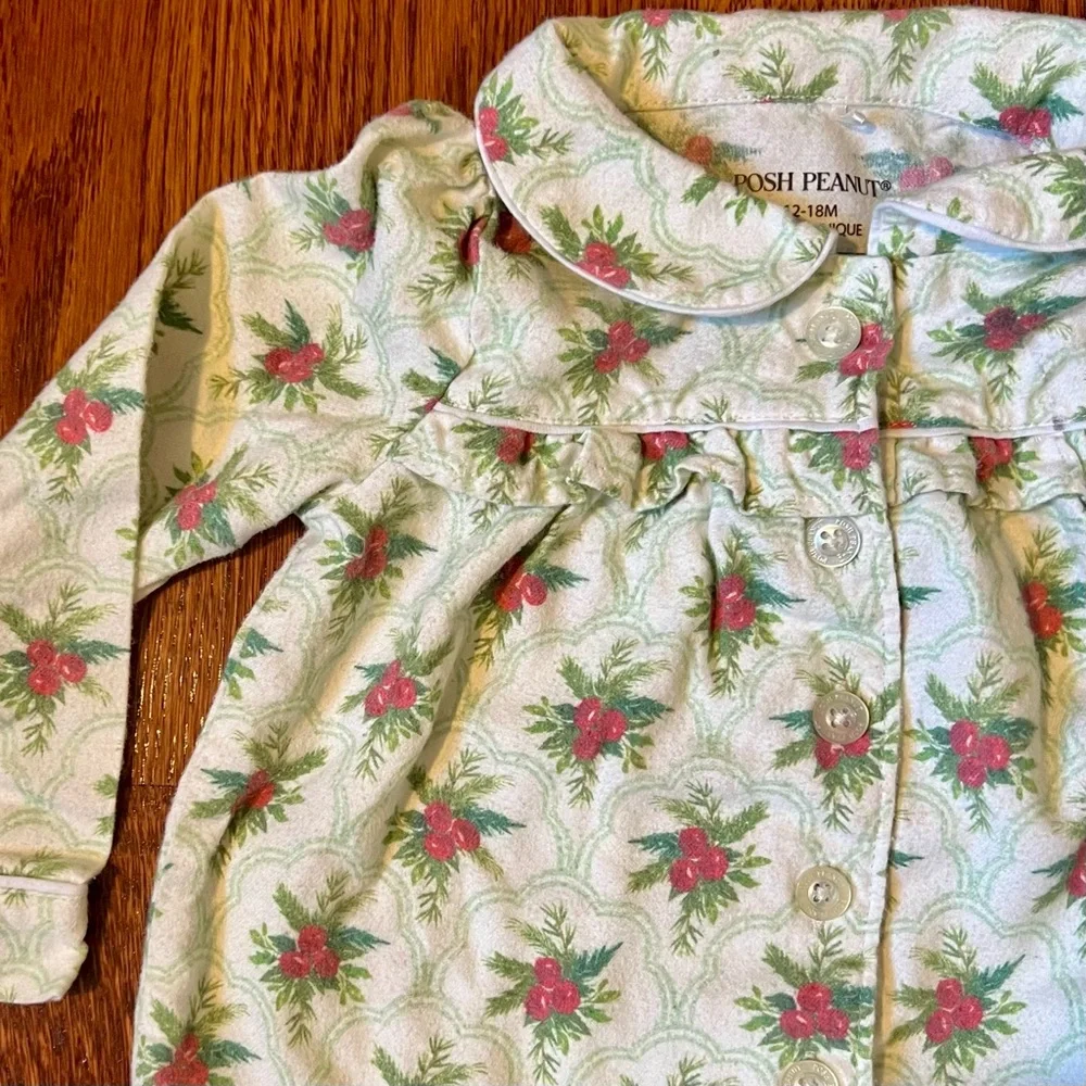 Posh Peanut Gladys Flannelette Ruffled Pajama Set 🎄🌺 Size 12-18M